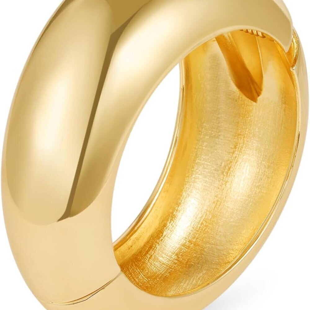 Gold Bangle Bracelets Women 14K Plated Chunky Hinged Wide Cuff Elegant Jewelry